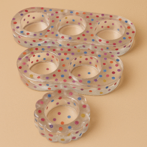 Confetti Pop Resin Tea Light Candle Holders – Set of 3