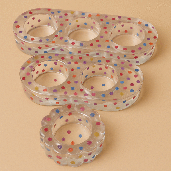 Confetti Pop Resin Tea Light Candle Holders – Set of 3