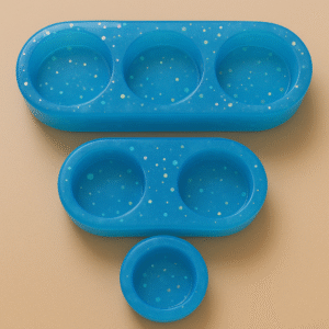 Handcrafted Blue Beaded Resin Candle Holder Set Of 3