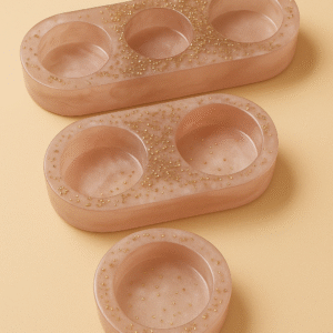 Golden Glow Resin Tea Light Holders – Set of 3