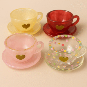 Leila Luxè Collection, Resin Cup and Saucer (Set of 4)