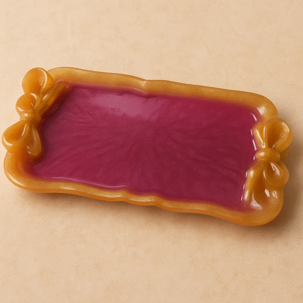 Golden Bow Resin Tray – Berry Bloom Edition